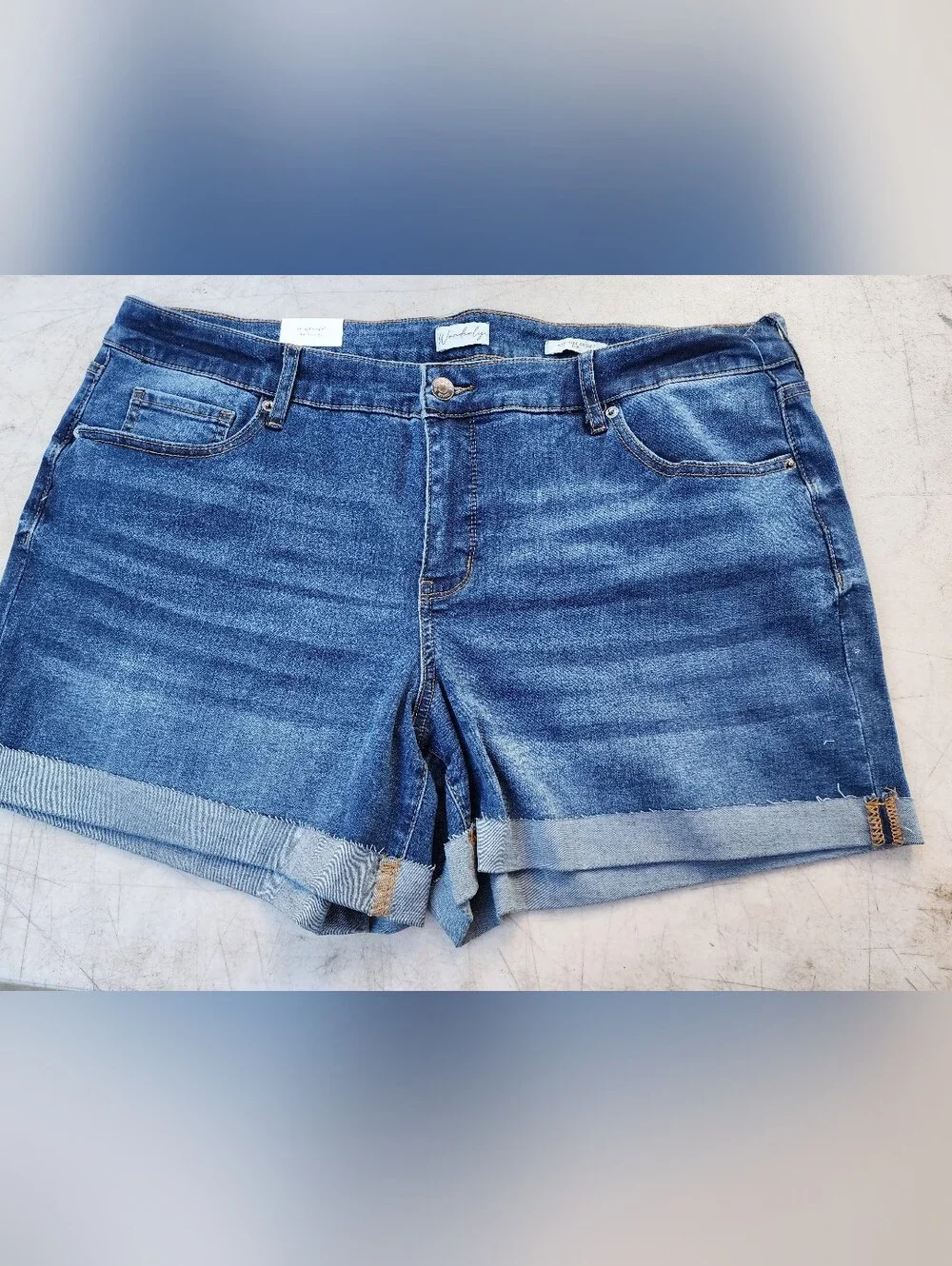 Wonderly Denim Cuffed Women's Shorts - Blue Sz 18